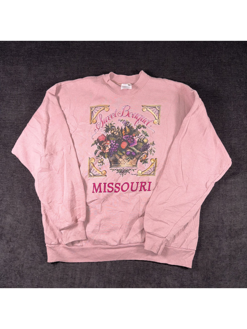 Hanes Activewear Pink Sweet Bouquet Missouri Crewneck Sweatshirt Adult XL